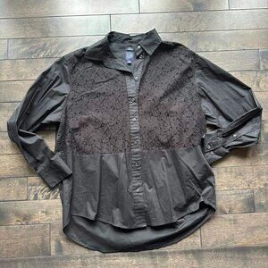 Gap Lace Front Oversized Button Down top